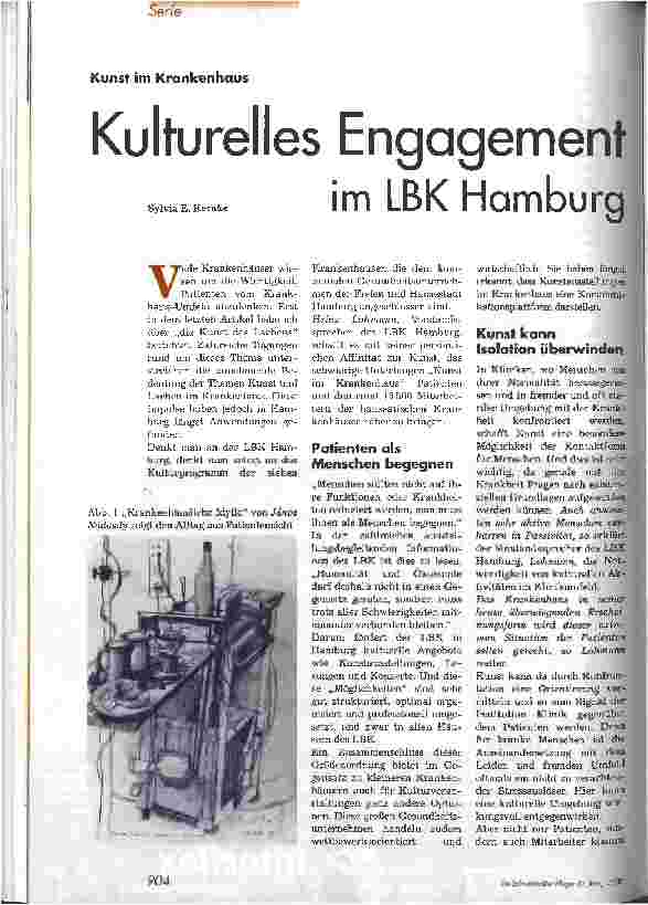 Vorschauseite 1: Kulturelles Engagement im LBK Hamburg Kunst im Krankenhaus