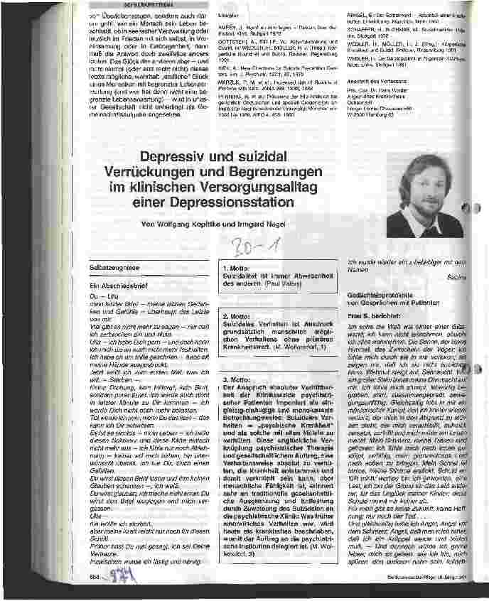 Vorschauseite 6: Suizidverhütung als medizinisch-psychosoziale Versorgungsaufgabe