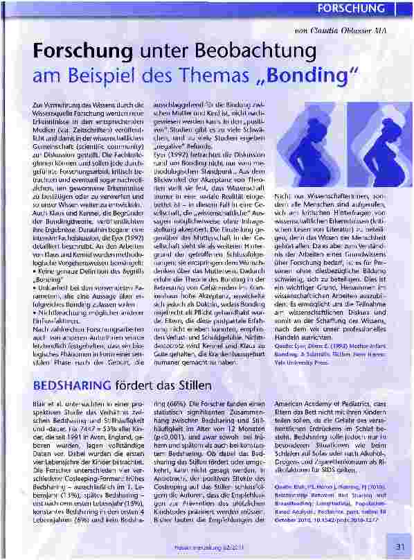 Vorschauseite 1: Forschung unter Beobachtung am Beispiel des Themas „Bonding