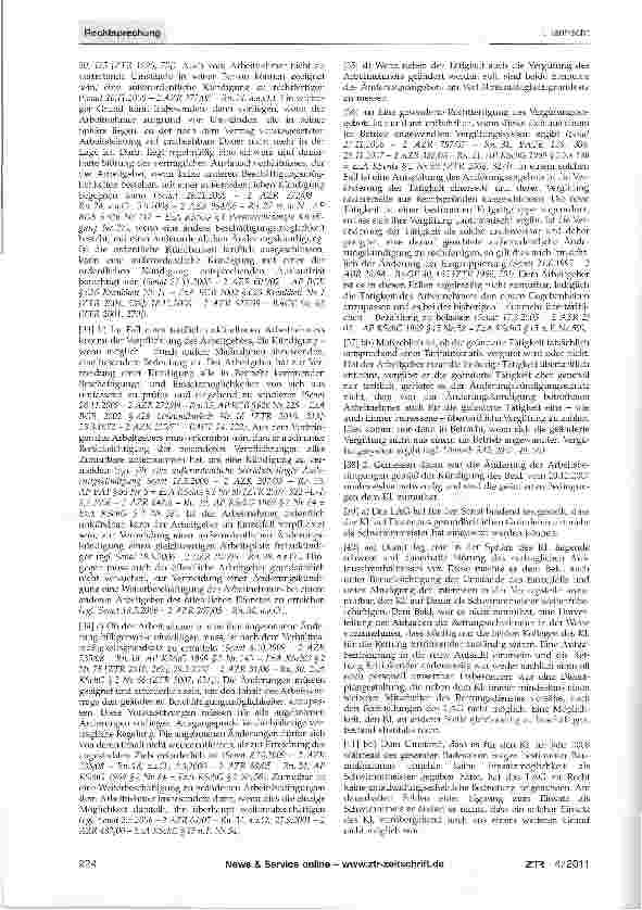 Vorschauseite 3: Außerordentliche Änderungskündigung eines tariflich ordentlich unkündbaren Arbeitnehmers wegen mangelnder Eignung für die bisherige Tätigkeit; Herabgruppierung um mehrere Entgeltg…