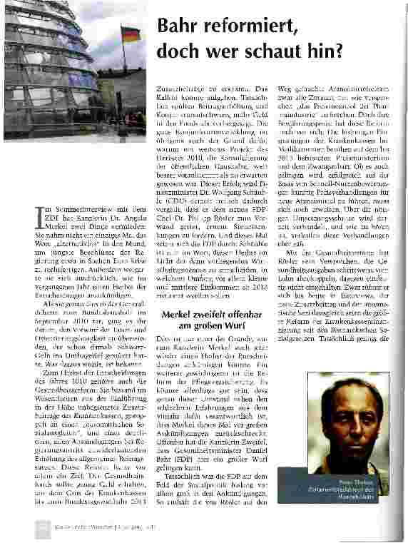 Vorschauseite 1: Bahr reformiert, doch wer schaut hin?