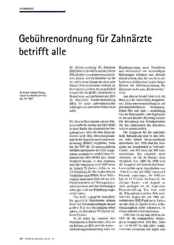 Vorschauseite 1: Gebührenordnung für Zahnärzte betrifft alle