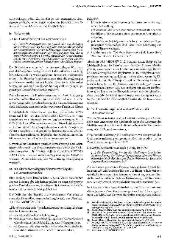 Vorschauseite 3: Meldepflichten der Ärzte bei unverwünschten Ereignissen (Vorkommnissen) mit Medizinprodukten