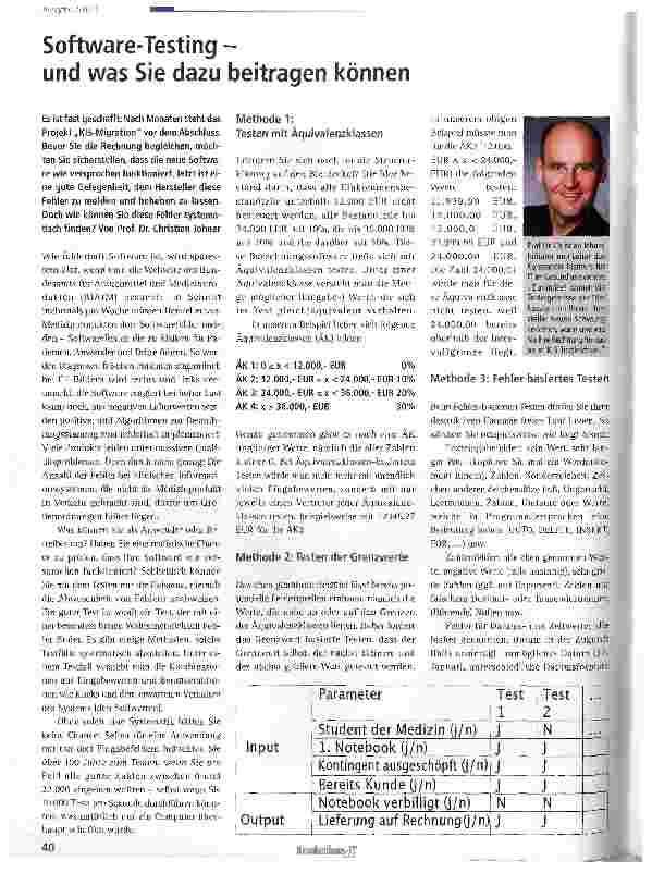 Vorschauseite 1: Software-Testing - und was Sie dazu beitragen können