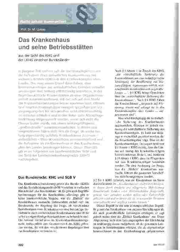 Vorschauseite 1: Das Krankenhaus und seine Betriebsstätten