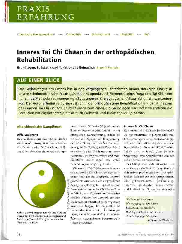 Vorschauseite 1: Inneres Tai Chi Chuan in der orthopädischen Rehabilitation