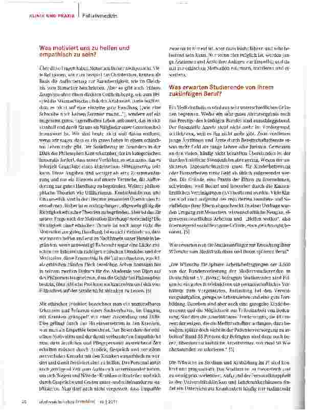 Vorschauseite 2: Palliativmedizin, ethische Motivation und der ärztliche Nachwuchs