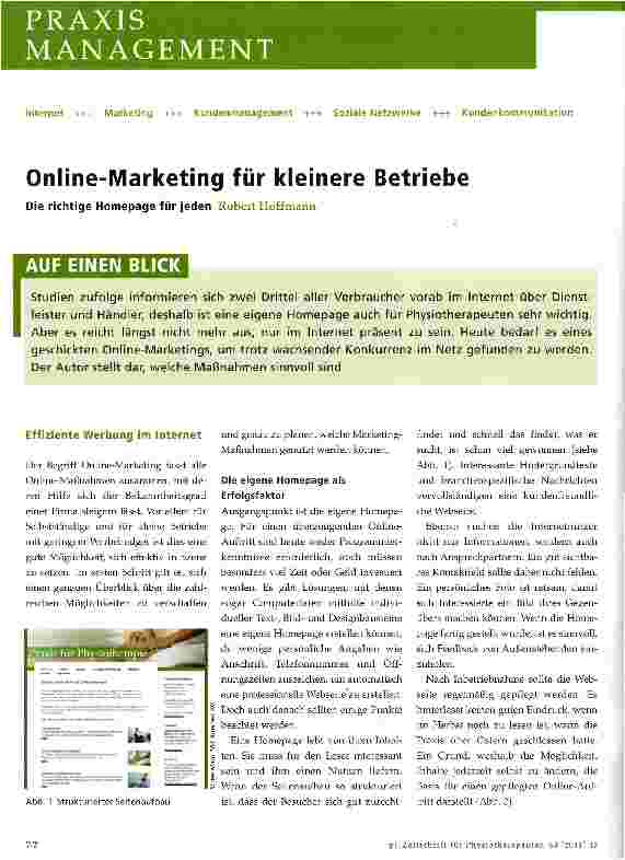 Vorschauseite 1: Online-Marketing für kleinere Betriebe