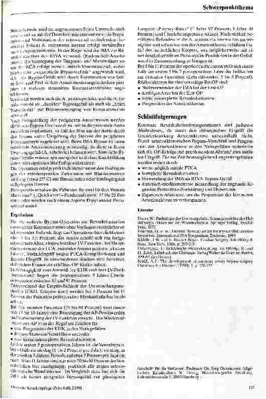 Vorschauseite 3: Koronararterielle Bypass-Operationen Die chirurgische Behandlung der koronalen Herzkrankheit