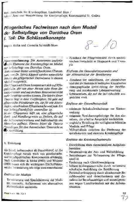 Vorschauseite 1: Pflegerisches Fachwissen nach dem Modell der Selbstpflege von Dorothea Orem - 1. Teil: Die Schlüsselkonzepte