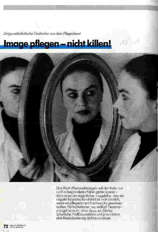 Vorschauseite 1: Image pflegen - nicht killen! Einige selbstkritische Gedanken aus dem Pflegedienst