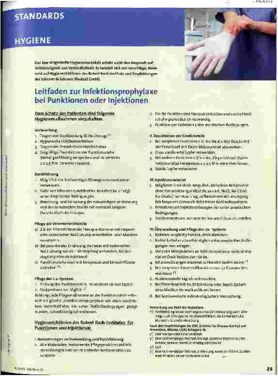 Vorschauseite 1: Leitfaden zur Infektionsprophylaxe bei Punktionen oder Injektionen