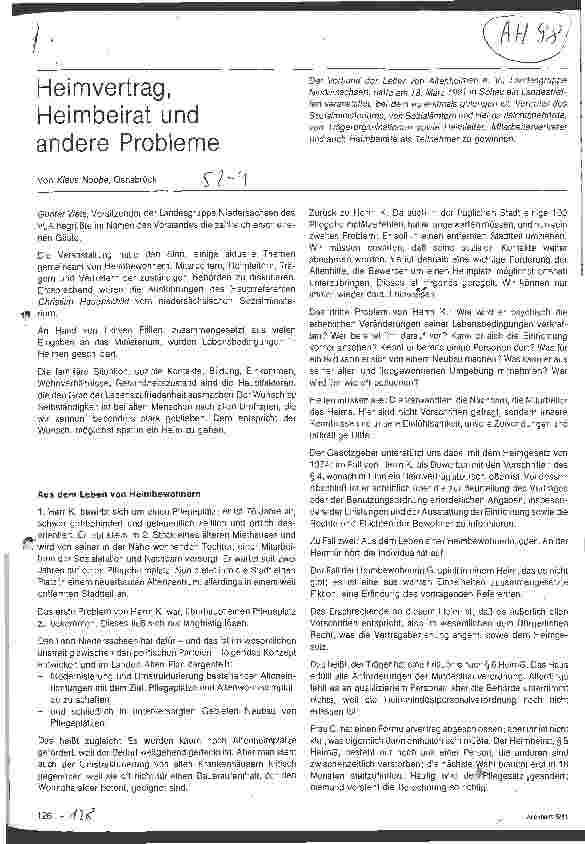 Vorschauseite 1: Heimvertrag, Hiemarbeit und andere Probleme