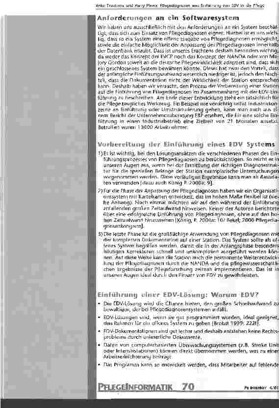 Vorschauseite 3: Pflegediagnosen und Einführung von EDV in die Pflege