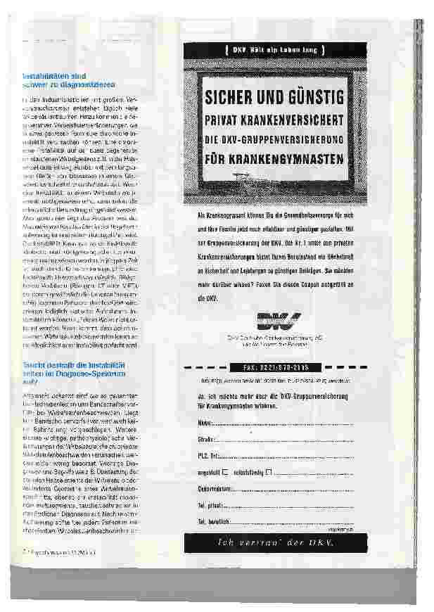 Vorschauseite 2: Instabilitäten der Wirbelsäule: Behandlungsmöglichkeiten aus heutiger Sicht
