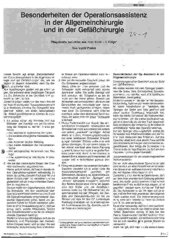 Vorschauseite 1: Besonderheiten der Operationsassistenz in der Allgemeinchirurgie und in der Gefäßchirurgie