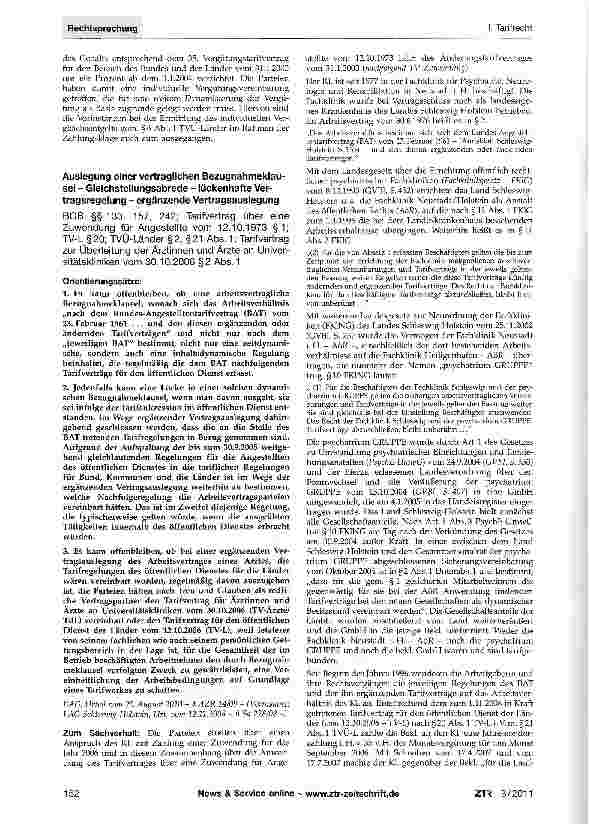 Vorschauseite 3: Kleine dynamische Bezugnahrneklausel - Tarifsukzession - ergänzende Vertragsauslegung -negative Koalitionsfreiheit BGB §§133, 157; TV-L §20; TVÜ-Länder §6; Tarifvertrag über Einma…
