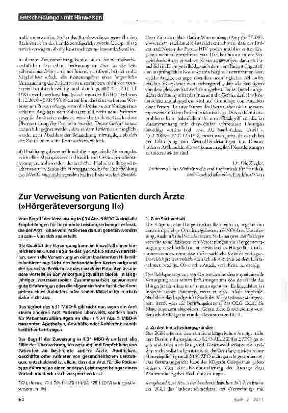 Vorschauseite 2: Teilnahme von Zahnärzten an Internetportalen