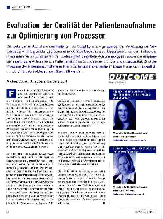 Vorschauseite 1: Evaluation der Qualität der Patientenaufnahme zur Optimierung von Prozessen