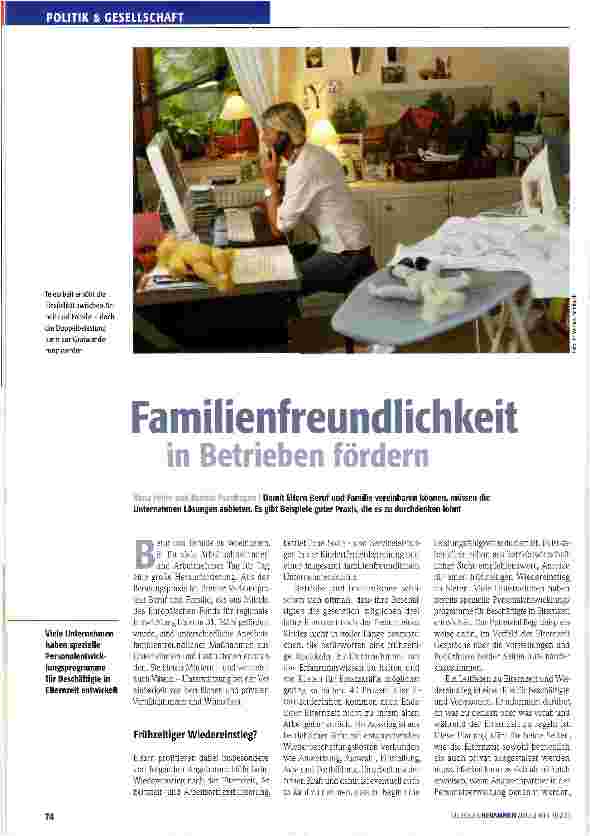 Vorschauseite 1: Familienfreundlichkeit in Betrieben fördern
