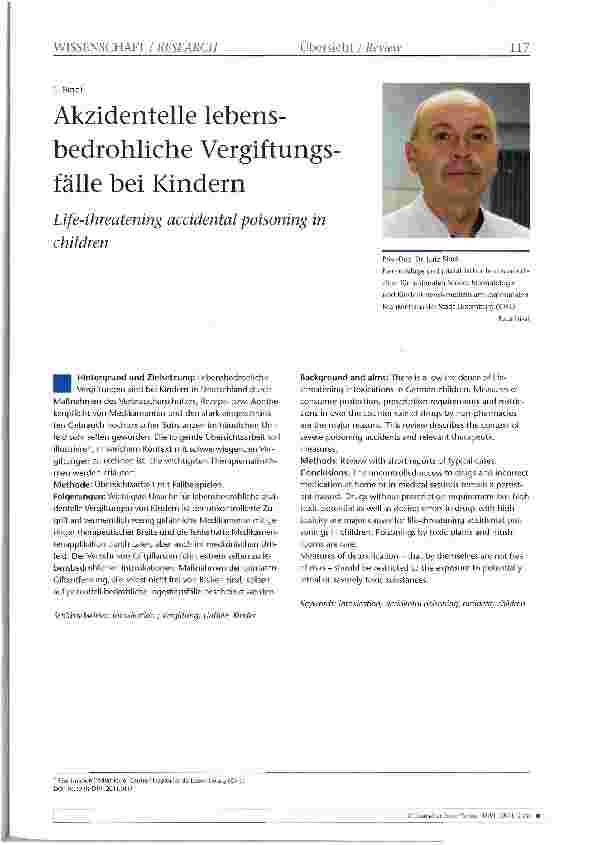 Vorschauseite 1: Akzidenteile lebensbedrohliche Vergiftungs fälle bei Kindern