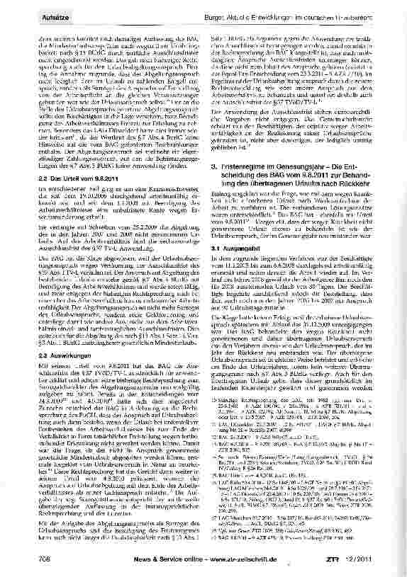 Vorschauseite 2: Aktuelle Entwicklungen im deutschen Urlaubsrecht