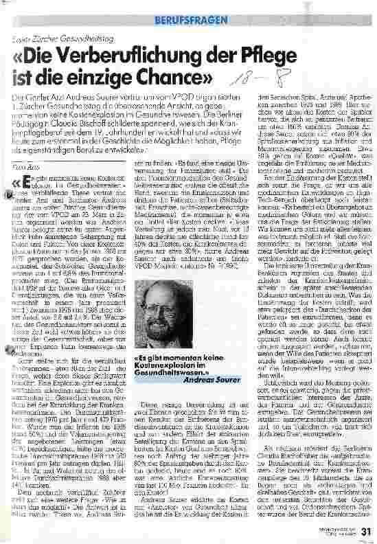 Vorschauseite 1: Die Verberuflichung der Pflege ist die einzige Chance