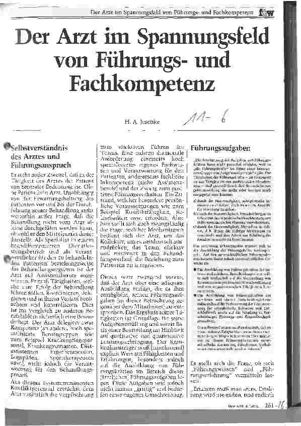 Vorschauseite 1: Der Arzt im Spannungsfeld von Führungsund Fachkompetenz