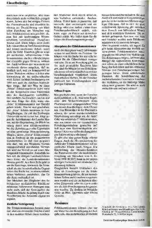 Vorschauseite 4: Ethikkommissionen in der BRD
