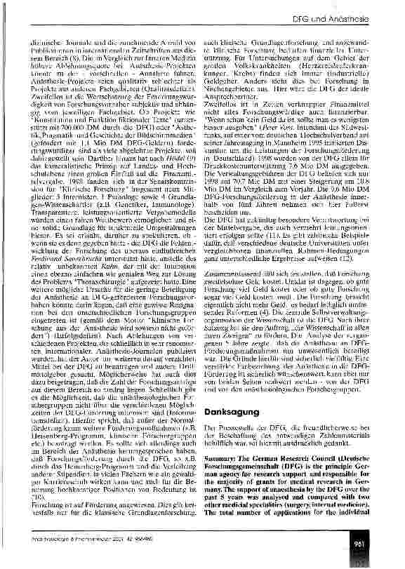 Vorschauseite 4: Anästhesie und Deutsche Forschungsgemeinschaft
