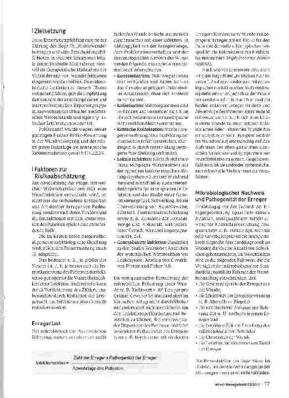Vorschauseite 2: Einstufung von Risikowunden (Wounds at Risk; WAR. Score) und deren antimikrobielleBehandlung mit Polihexanid - eine praxisorientierte Expertenempfehlung