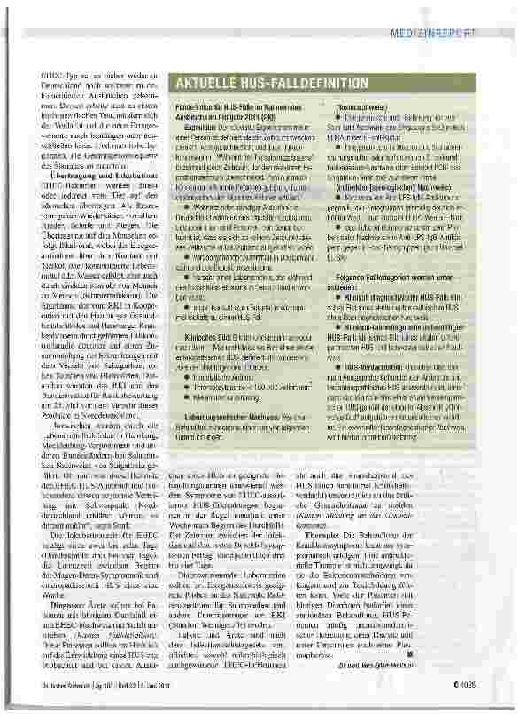 Vorschauseite 2: Größter HUS-Ausbruch in Deutschland