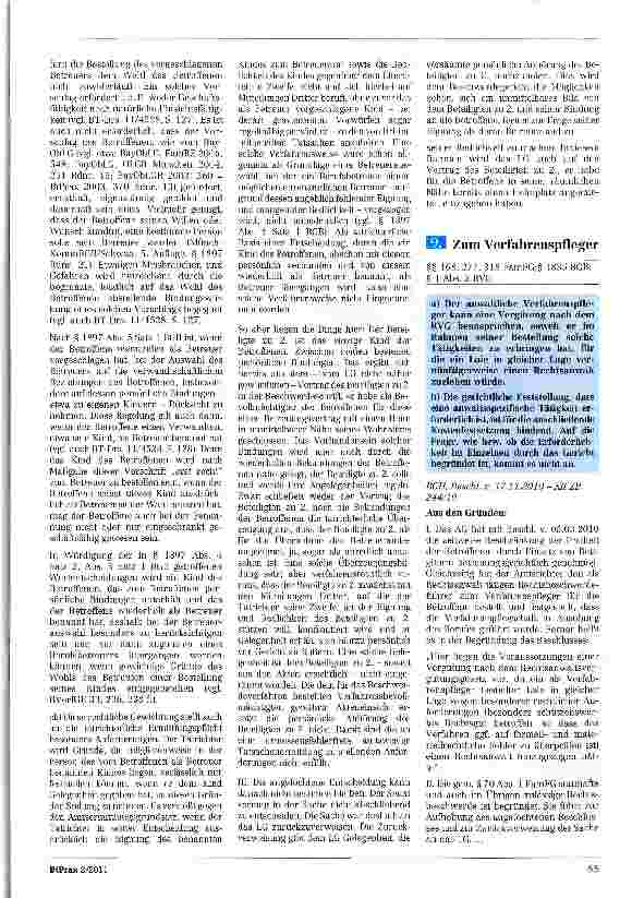 Vorschauseite 1: Zum Verfahrenspfleger§§ 168, 277, 318 FamFG;§ 1835 BGB; § 1 Abs. 2 RVG