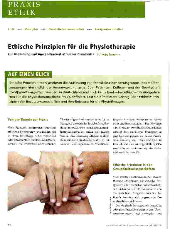 Vorschauseite 1: Ethische Prinzipien für die Physiotherapie