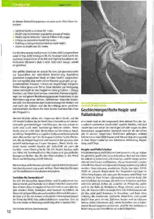 Vorschauseite 1: Geschlechterspezifische Hospizund Palliativkultur