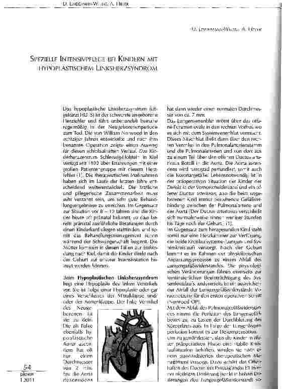 Vorschauseite 1: SPEZIELLE INTENSIVPFLEGE BEI KINDERN MIT HYPOPLASTISCHEM LLNKSHERZSYNDROM