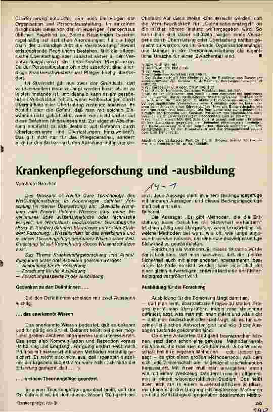 Vorschauseite 1: Krankenpflegeforschung und -ausbildung