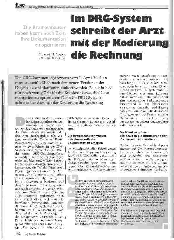 Vorschauseite 1: Im DRG-System schreibt der Arzt mit der Kodierung die RechnungDie Krankenhäuser haben kaum noch Zeit, ihre Dokumentation zu optimieren