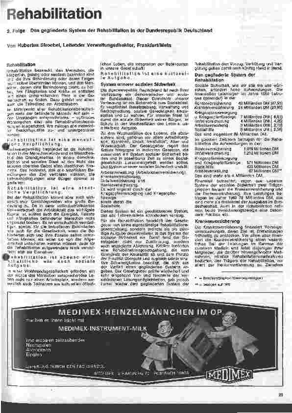 Vorschauseite 1: Rehabilitation 2. Folge: Das gegliederte System der Rehabilitation in der BRD