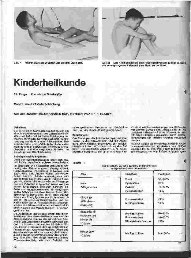 Vorschauseite 1: Kinderheilkunde 22. Folge: Die eitrige Meningitis