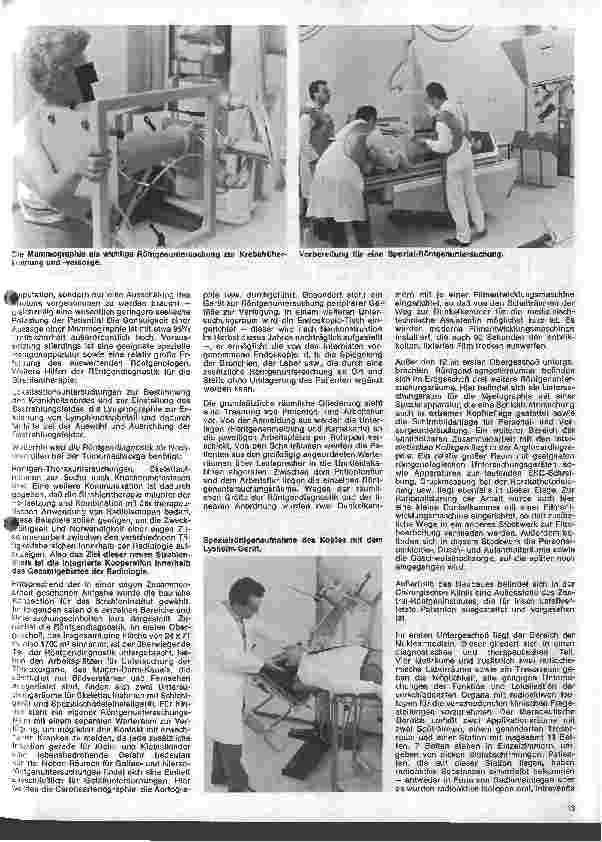 Vorschauseite 2: Aus dem Zentral-Röntgeninstitut mit Strahlenklinik des Stadtkrankenhauses Kassel Die jüngste Strahlenklinik in der BRD