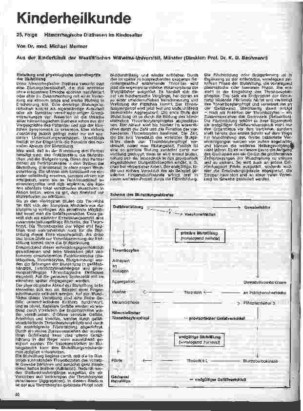 Vorschauseite 1: Kinderheilkunde 25. Folge: Hämorrhagische Diathesen im Kindesalter