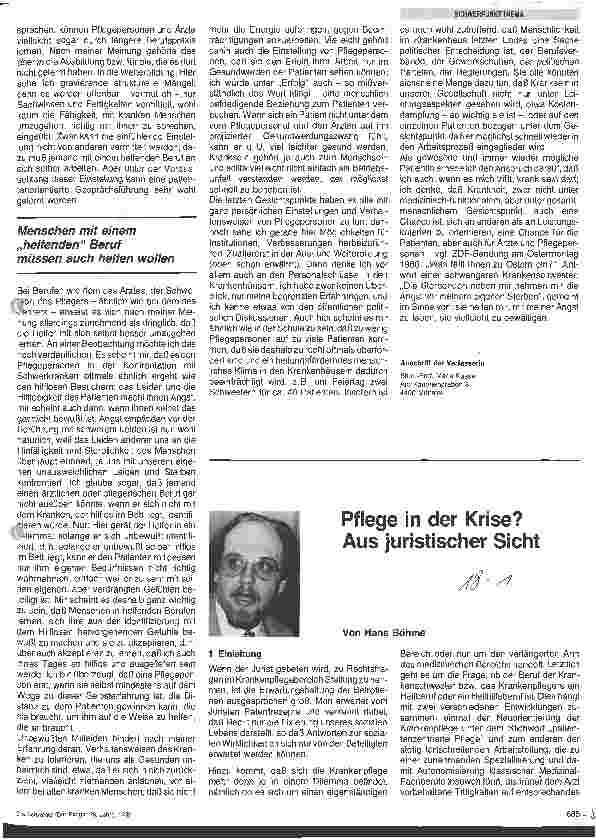 Vorschauseite 1: Plege in der Krise? Aus juristischer Sicht