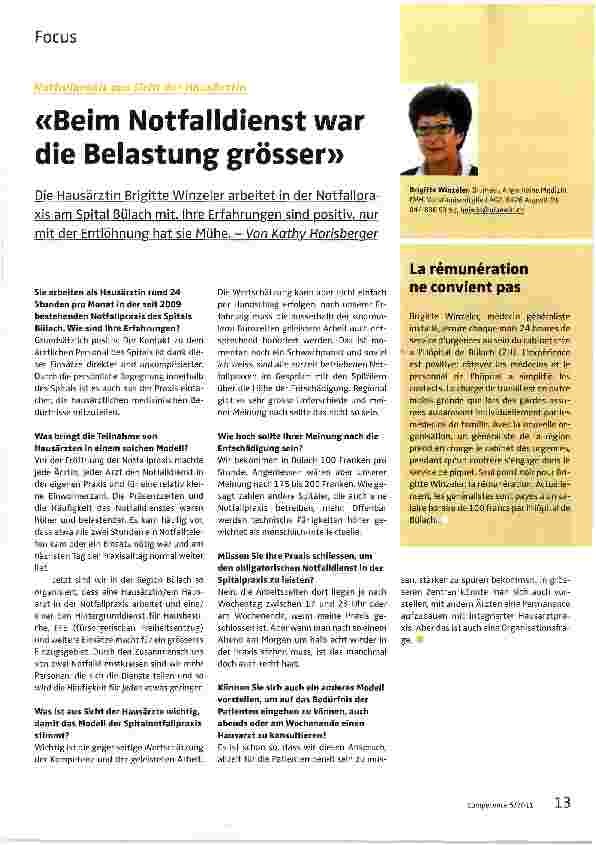 Vorschauseite 1: «Beim Notfalldienst war die Belastung grösser»