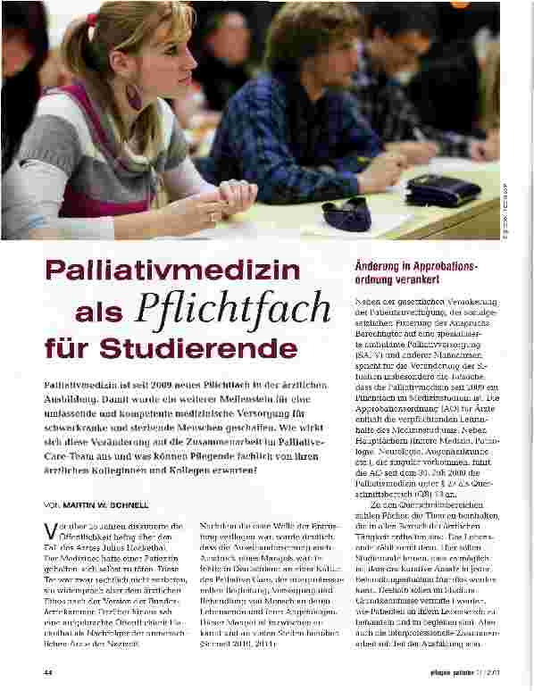 Vorschauseite 1: Palliativmedizin Pflichtfach für Studierende