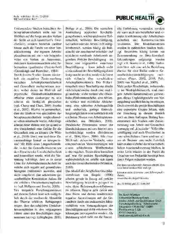 Vorschauseite 2: Gesundheit in prekären Arbeitsverhältnissen
