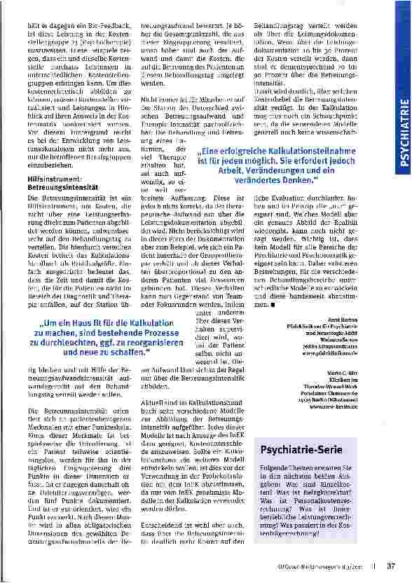 Vorschauseite 3: Umdenken erforderlich Teil I: Leitfaden durch die Kostenträgerrechnung in Psychiatrie und Psychosomatik