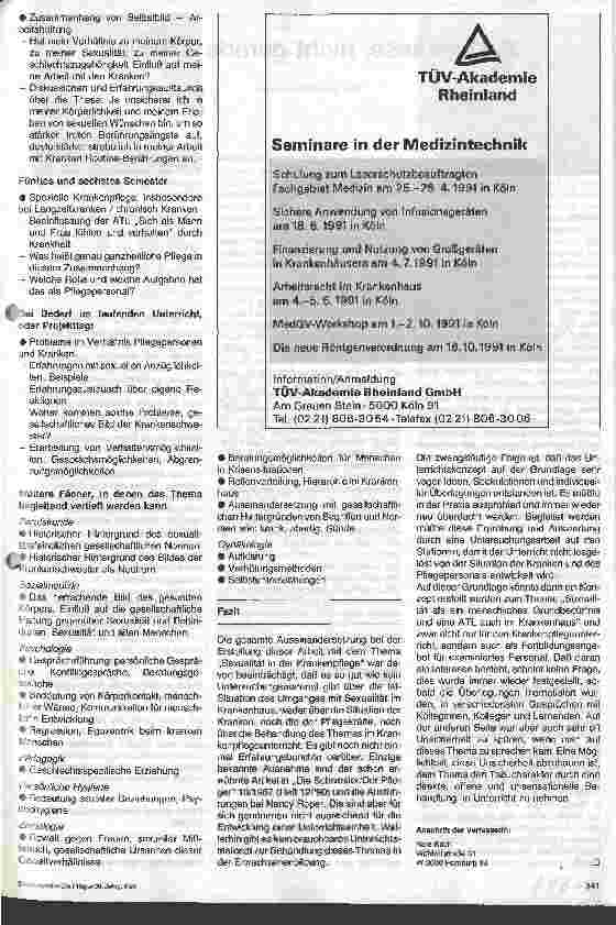 Vorschauseite 3: Sexualität - ein Unterrichtsthema? 3. Teil