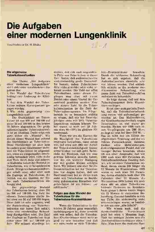 Vorschauseite 1: Die Aufgaben einer modernen Lungenklinik