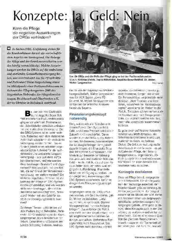Vorschauseite 1: Konzepte: Ja, Geld: Nein Kann die Pflege die negativen Auswirkungen der DRGs verhindern?